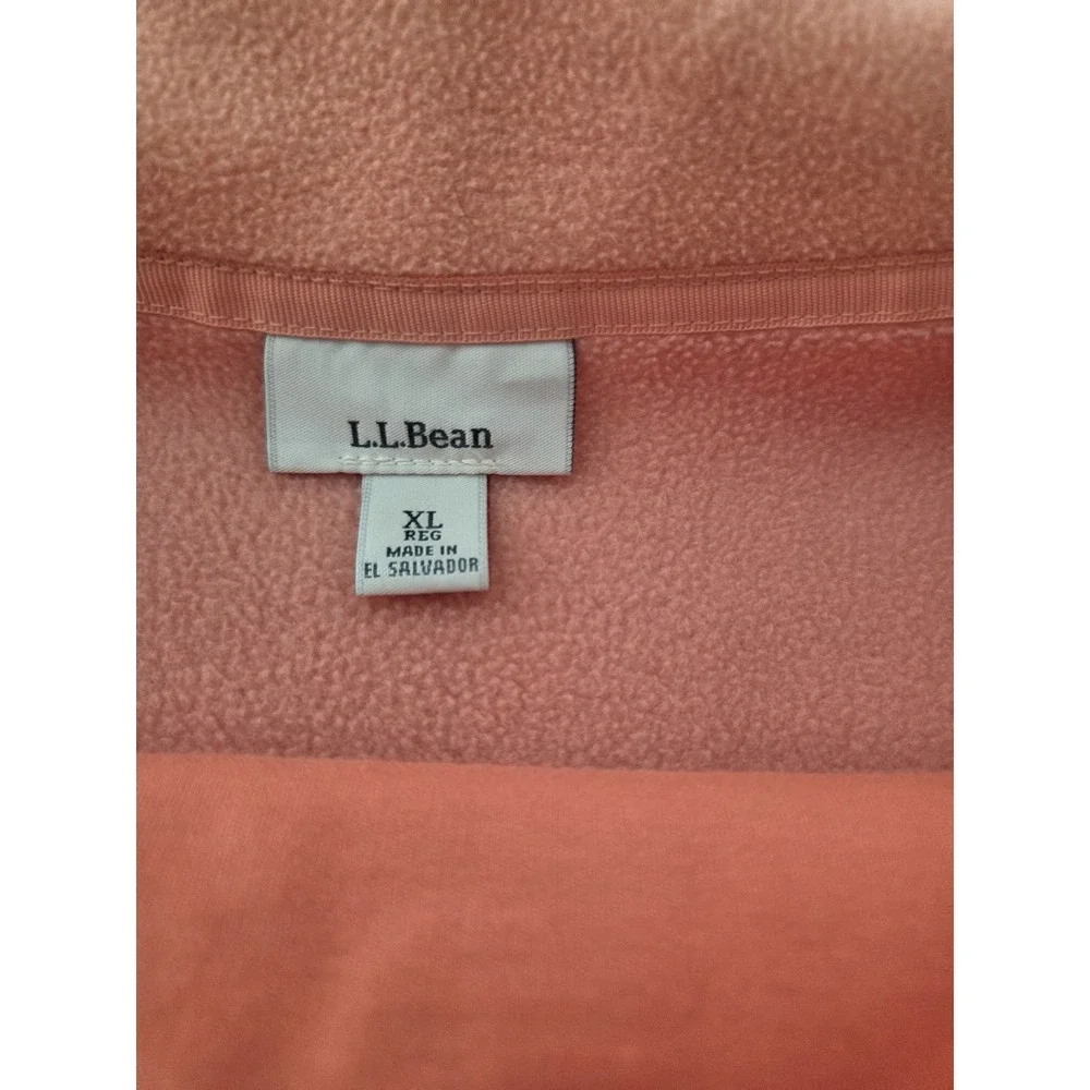 Women's ll Bean Fleece Vest‎ Two Piece Set Mock Turtleneck L/XL Orange Peach